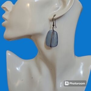3/$30 Chunky Icy Blue Acrylic Mod Dangle Hook Earrings